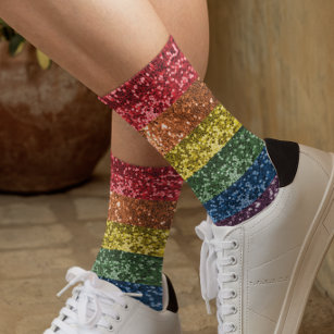 Glitzer Sparkle Sequin Look Spaß Regenbogen Socken