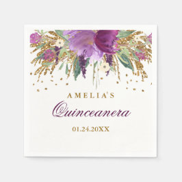 Glitzer Sparkling Amethyst Quinceanera Napkin Serviette