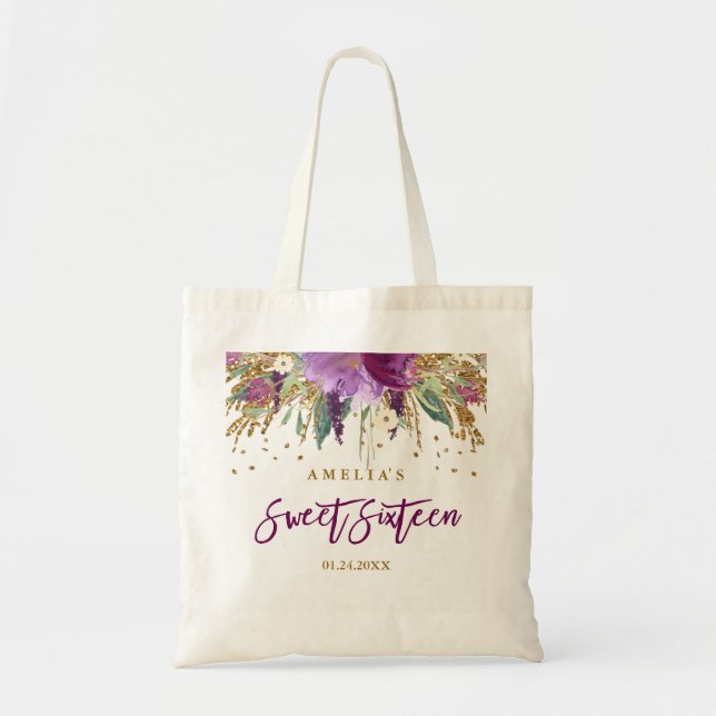Glitzer Sparkling Amethyst Sweet 16 Tote Beutel Tragetasche (Vorne)