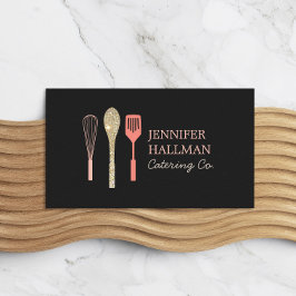 Glitzer Spoon Whisk Spatula Logo Dunkelgrau Visitenkarte