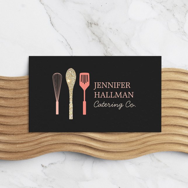 Glitzer Spoon Whisk Spatula Logo Dunkelgrau Visitenkarte (Von Creator hochgeladen)