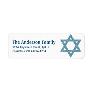 Glitzer Star von David Hanukkah Address Labels d2