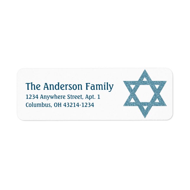 Glitzer Star von David Hanukkah Address Labels d2 (Vorne)
