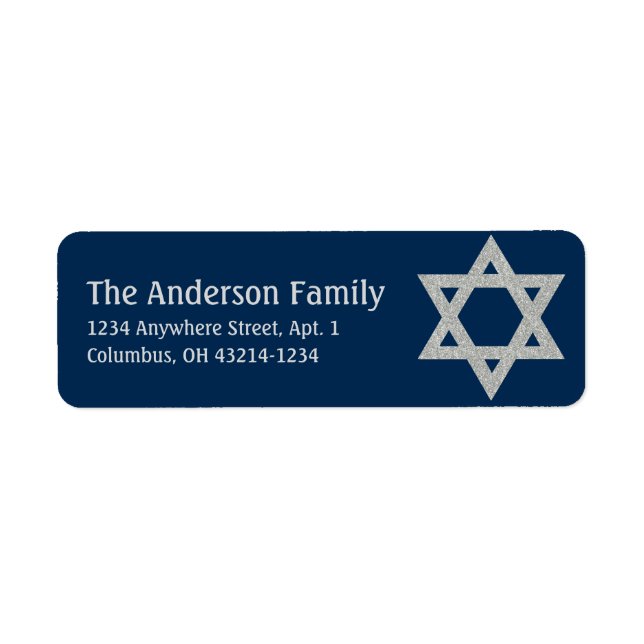 Glitzer Star von David Hanukkah Address Labels d3 (Vorne)