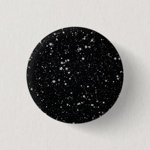 Glitzer Stars2 - Silbernes Schwarzes Button