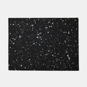 Glitzer Stars2 - Silbernes Schwarzes Fußmatte