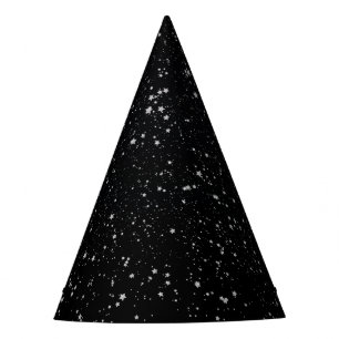 Glitzer Stars2 - Silbernes Schwarzes Partyhütchen