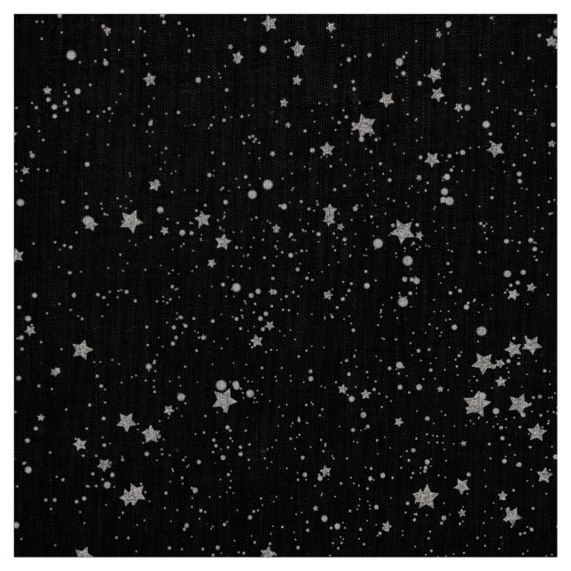 Glitzer Stars2 - Silbernes Schwarzes Stoff (Muster)