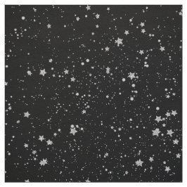 Glitzer Stars2 - Silbernes Schwarzes Stoff