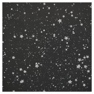 Glitzer Stars2 - Silbernes Schwarzes Stoff