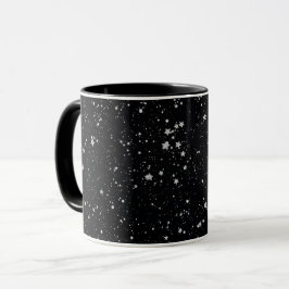 Glitzer Stars2 - Silbernes Schwarzes Tasse