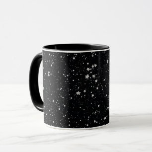 Glitzer Stars2 - Silbernes Schwarzes Tasse