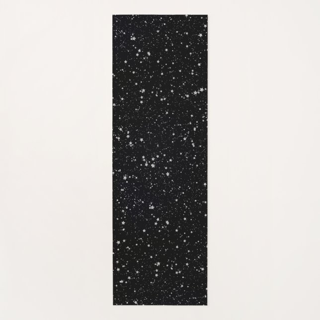 Glitzer Stars2 - Silbernes Schwarzes Yogamatte (Vorderseite)