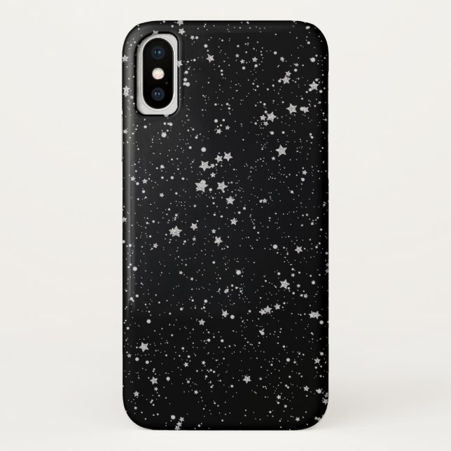Glitzer Stars2 - Silberschwarz Case-Mate iPhone Hülle (Rückseite)