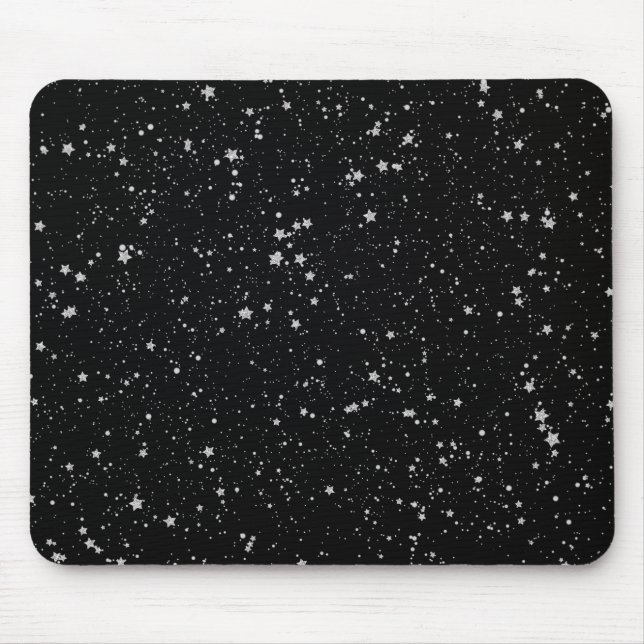 Glitzer Stars2 - Silberschwarz Mousepad (Vorne)