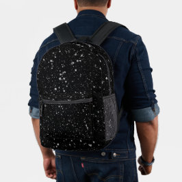 Glitzer Stars2 - Silver Black Bedruckter Rucksack
