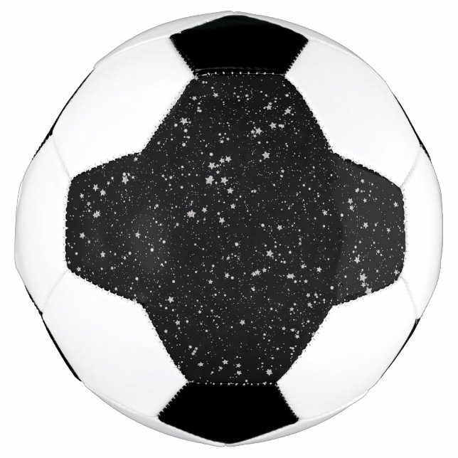 Glitzer Stars2 - Silver Black Fußball (Vorderseite)