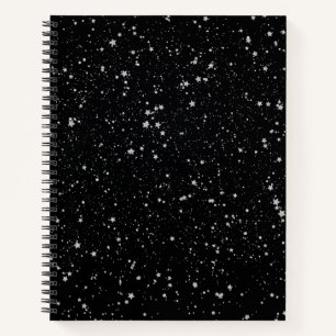 Glitzer Stars2 - Silver Black Notizbuch