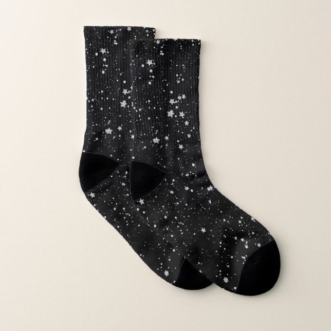 Glitzer Stars2 - Silver Black Socken (Paar)