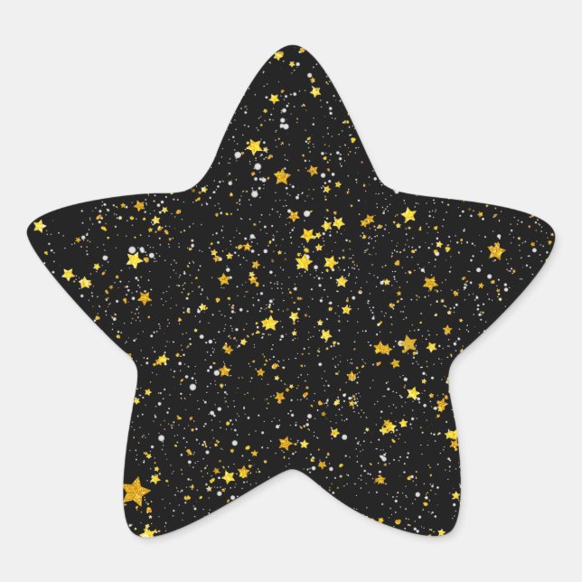 Glitzer Stars3 - Gold Black Stern-Aufkleber (Vorderseite)