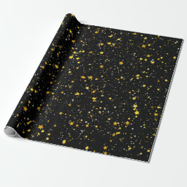 Glitzer Stars3 - Goldschwarzes Geschenkpapier