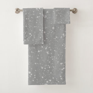 Glitzer Stars4 - Silber Badhandtuch Set
