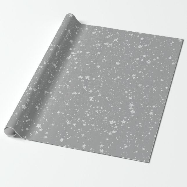 Glitzer Stars4 - Silber Geschenkpapier (Ungerollt)