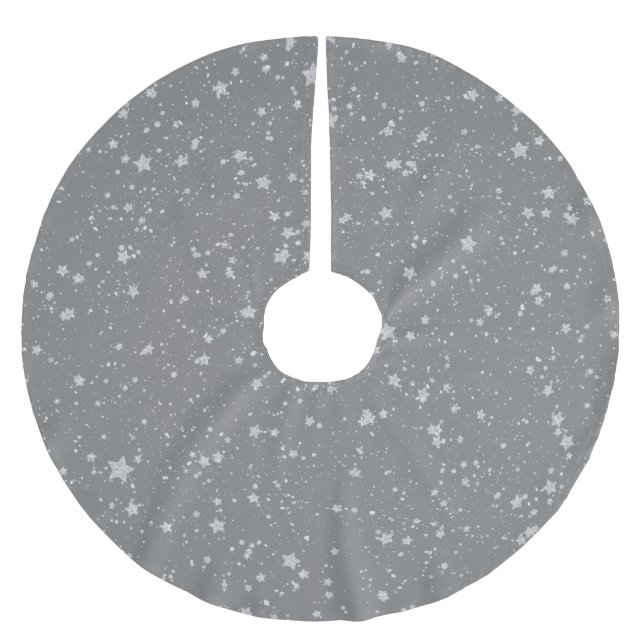 Glitzer Stars4 - Silber Polyester Weihnachtsbaumdecke (Vorderseite)