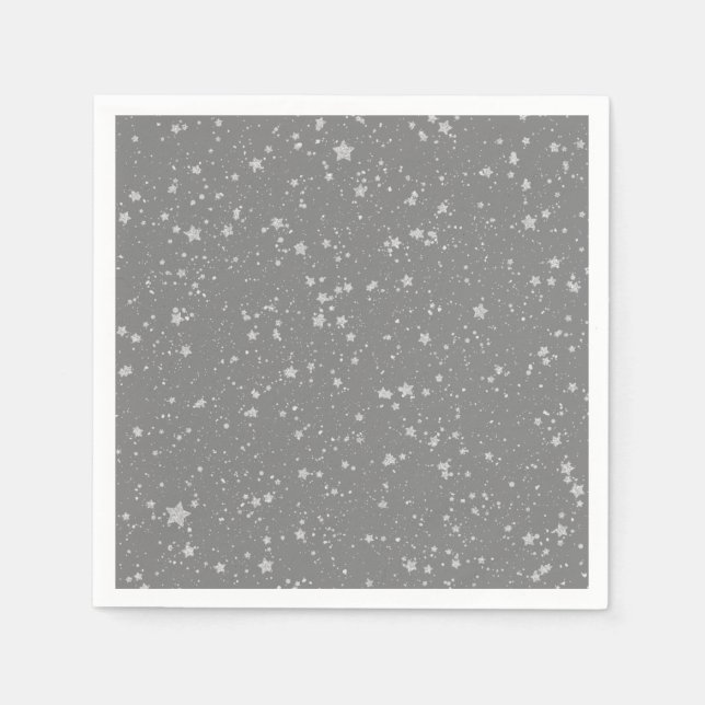 Glitzer Stars4 - Silber Serviette (Vorderseite)