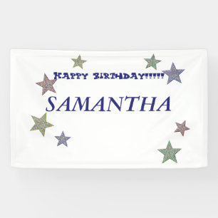 Glitzer Stars Blue Text Happy Geburtstag Banner