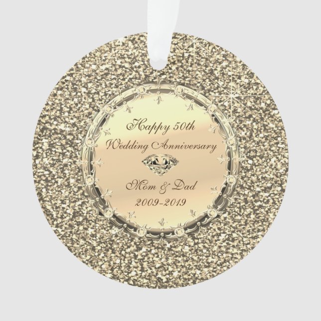 Glitzer Stars Diamonds 50. Hochzeitstag Ornament (Vorderseite)