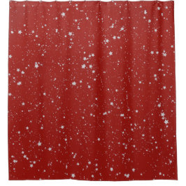 Glitzer Stars - Silberrot Duschvorhang
