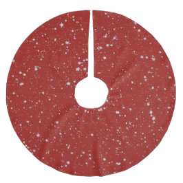 Glitzer Stars - Silberrot Polyester Weihnachtsbaumdecke