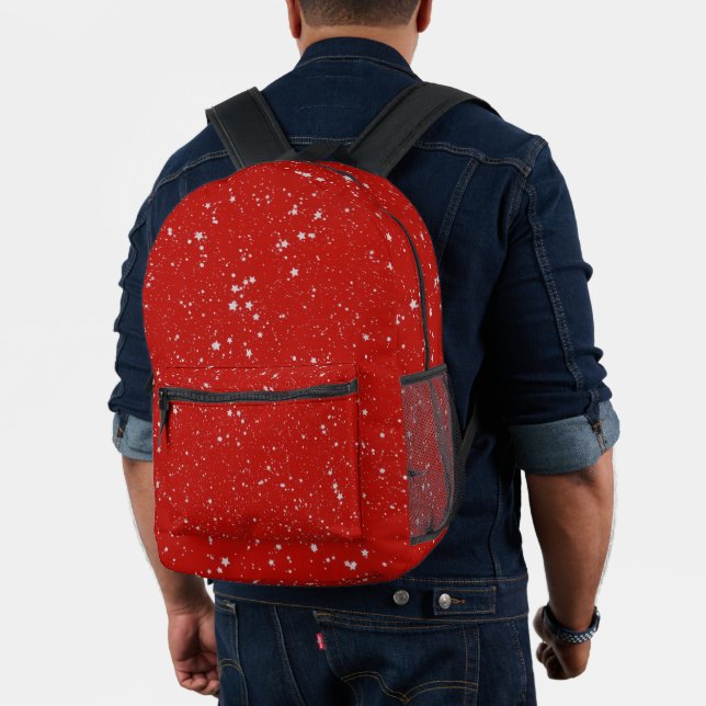 Glitzer Stars - Silver Red Bedruckter Rucksack (Insitu (Modell))