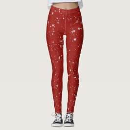 Glitzer Stars - Silver Red Leggings