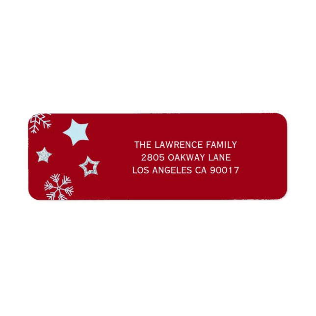 Glitzer Stars Snowflakes Rote Weihnachtsadresse (Vorne)