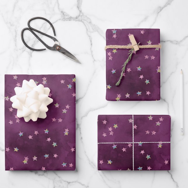 Glitzer startet auf Grundierpapier Geschenkpapier Set (Vorderseite)