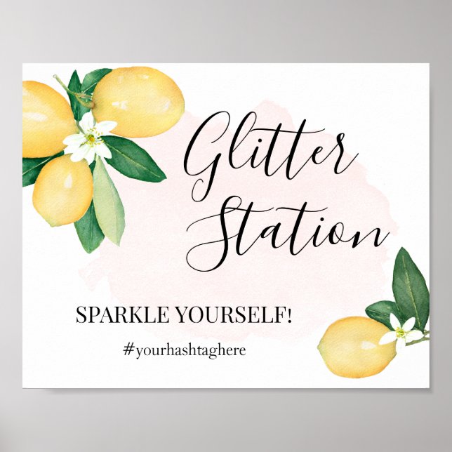 Glitzer Station Lemons Rosa Brautparty Signierung Poster (Vorne)