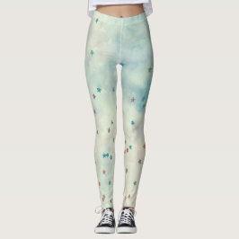 Glitzer Sterne auf marmorfarbenem Wasser Leggings