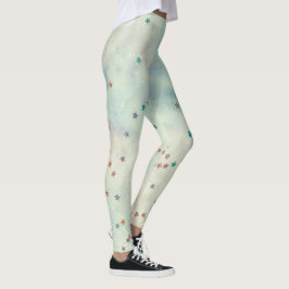 Glitzer Sterne auf marmorfarbenem Wasser Leggings