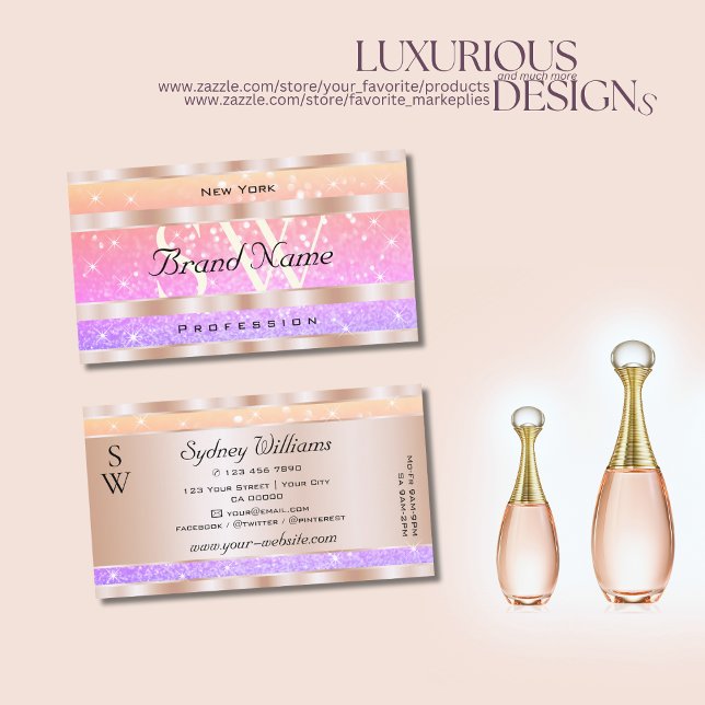 Glitzer-Sterne und -Initialen in farbenfrohen Past Visitenkarte (Von Creator hochgeladen)