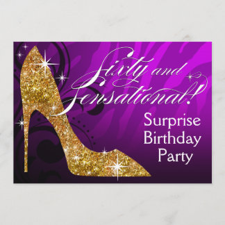 Glitzer-StilettZebra 60 u. Sensational Geburtstag Einladung