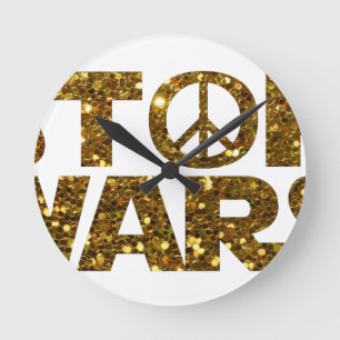 Glitzer Stopp Kriege Runde Wanduhr