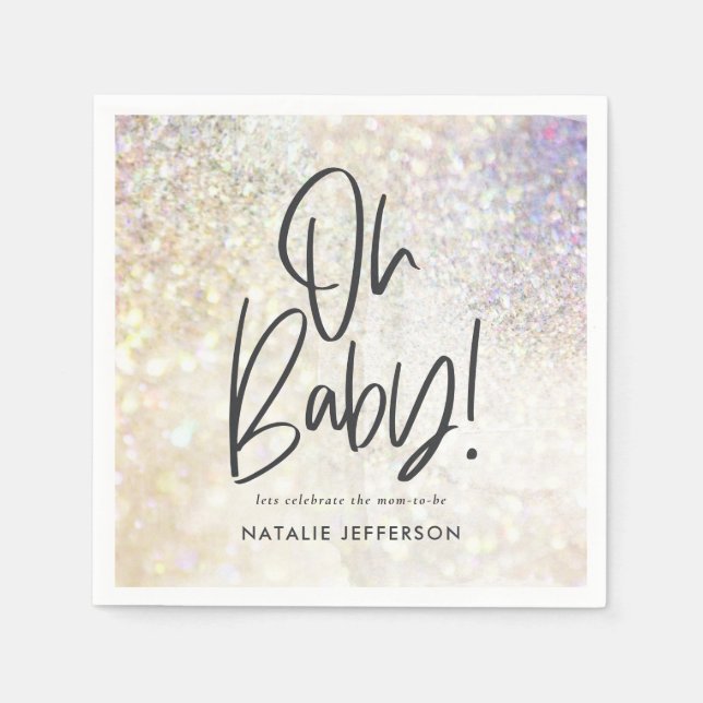 Glitzer strahlt auf Babydusche Party Serviette (Vorderseite)