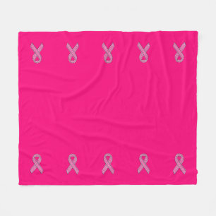 Glitzer Style Pink Ribbon Awareness Fuchsia Fleecedecke