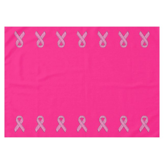 Glitzer Style Pink Ribbon Awareness Fuchsia Tischdecke (Vorderseite (Horizontal))