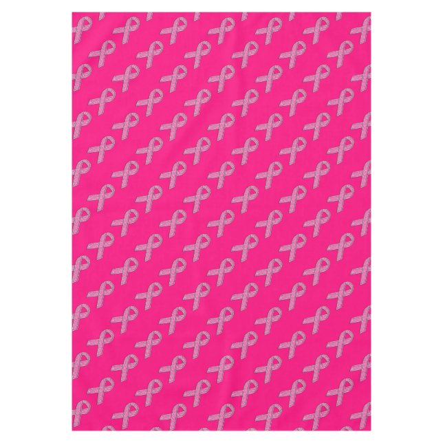Glitzer Style Pink Ribbon Awareness Fuchsia Tischdecke (Vorderseite)