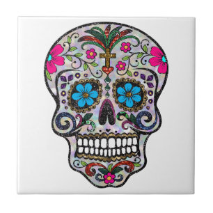 Glitzer Sugar Skull Fliese