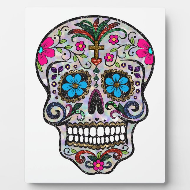 Glitzer Sugar Skull Fotoplatte (Vorderseite)