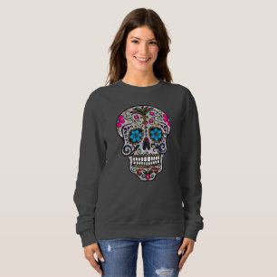Glitzer Sugar Skull Frauen Sweatshirt
